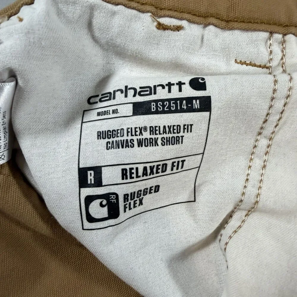 Men's 40 Carhartt Shorts Tan  Rugged Flex Relaxed Fit Canvas Work Model#Bs2514-M